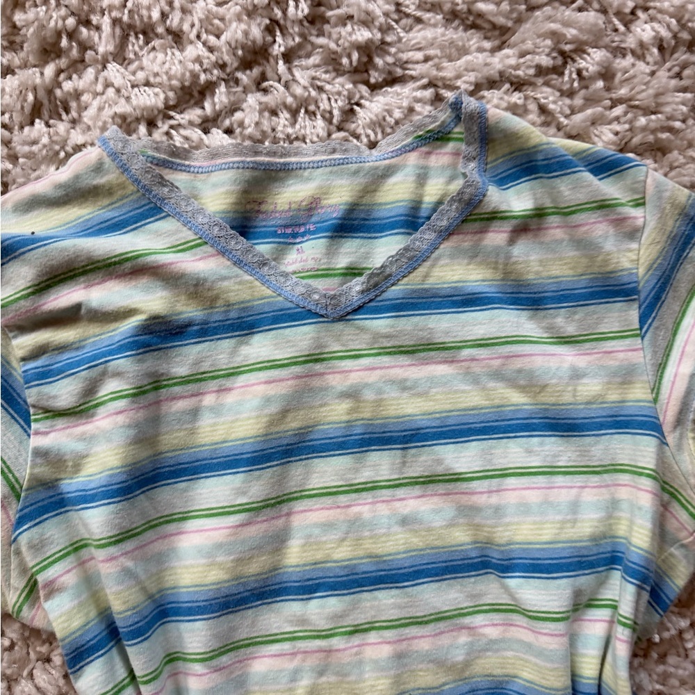 Striped Faded Glory Pastel Spring cute vintage Short Sleeve T-Shirt - Picture 5 of 5